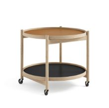 Bild von Brdr. Krüger Bølling Tabletttisch mit 2 Tabletts Ø: 60 cm – Unbehandelte Eiche/Cognac und Schwarz