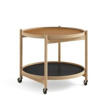 Bild von Brdr. Krüger Bølling Tabletttisch mit 2 Tabletts Ø: 60 cm – Geölte Eiche/Cognac und Schwarz