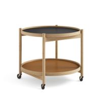 Bild von Brdr. Krüger Bølling Tabletttisch mit 2 Tabletts Ø: 60 cm – Geölte Eiche/Cognac und Schwarz