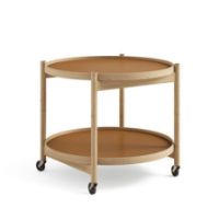 Bild von Brdr. Krüger Bølling Tabletttisch mit 2 Tabletts Ø: 60 cm – Geölte Eiche/Cognac und Schwarz