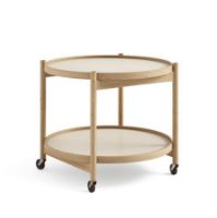 Bild von Brdr. Krüger Bølling Tabletttisch mit 2 Tabletts Ø: 60 cm – Eiche geölt/Gelb und Creme