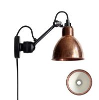 Bild von DCW Editions Lampe Gras N304CA Wandleuchte rund mit Kabel H: 14 cm – Schwarz/Rohes Kupfer/Weiß