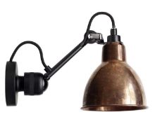 Bild von DCW Editions Lampe Gras N304SW Wandleuchte Rund mit Schalter H: 14cm - Schwarz/Rohes Kupfer/Weiß