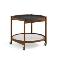 Bild von Brdr. Krüger Bølling Tabletttisch mit 2 Tabletts Ø: 60 cm – Walnuss geölt/Schwarz und Weiß