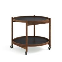 Bild von Brdr. Krüger Bølling Tabletttisch mit 2 Tabletts Ø: 60 cm – Walnuss geölt/Schwarz und Weiß