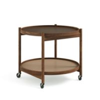 Bild von Brdr. Krüger Bølling Tabletttisch mit 2 Tabletts Ø: 60 cm – Walnuss geölt/Beige und Braun