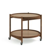 Bild von Brdr. Krüger Bølling Tabletttisch mit 2 Tabletts Ø: 60 cm – Walnuss geölt/Beige und Braun