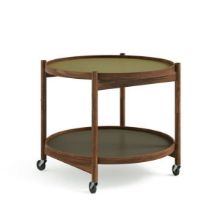 Bild von Brdr. Krüger Bølling Tabletttisch mit 2 Tabletts Ø: 60 cm – Walnuss geölt/Grün und Dunkelgrün