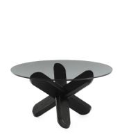 Bild von Normann Copenhagen Ding Tisch Glas Ø: 75 cm - Rauchglas / Schwarz