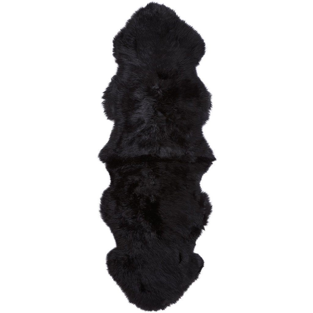 Bild von Natures Collection Teppich aus neuseeländischem Schaffell, lange Wolle, 180 x 60 cm – Schwarz