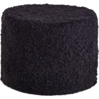 Bild von Natures Collection runder Pouf aus neuseeländischem Schaffell, kurze Wolle, lockig, Ø: 41 cm – Schwarz