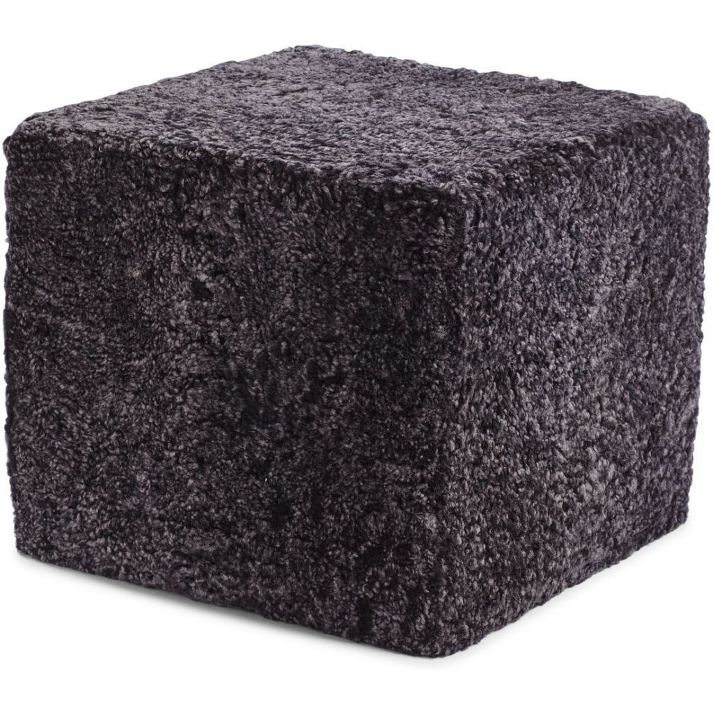 Bild von Natures Collection Quadratischer Pouf aus neuseeländischem Schaffell, kurze Wolle, lockig, 40 x 40 cm – Anthrazit