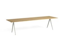 Bild von HAY Pyramide Tisch 02 300 x 85 cm – Beige pulverbeschichteter Stahl/klar lackierte Eiche