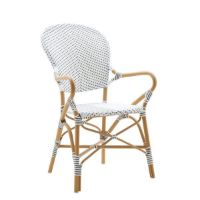 Bild von Sika-Design Isabell Exterior Caféstuhl mit Armlehnen SH: 45 cm - Weiß / Cappuchino gepunktet
