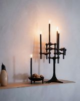 Bild von STOFF Nagel Kerzen 12 Stück H: 18 cm - Schwarz