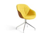 Bild von HAY AAC121 Soft Duo About a Chair Esszimmerstuhl gepolstert SH: 47,5 cm – Poliertes Aluminium/Steelcut Trio 446/Sense Cognac