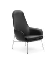Bild von Normann Copenhagen Era Lounge Chair High Chrome SH: 40 cm – Ultra Leder / Schwarz 41599
