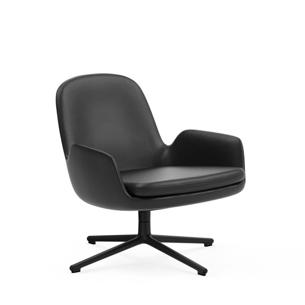 Bild von Normann Copenhagen Era Lounge Chair Niedriger Drehstuhl Schwarz Alu SH: 40 cm – Ultra Leder / Schwarz 41599