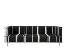 Bild von Kristina Dam Studio Modernist 3-Personen-Sofa L: 220 cm – Schwarze Wolle / Edelstahl