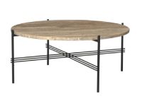 Bild von GUBI TS Couchtisch Ø: 80 cm – Gestell Schwarz / Travertin Warm Taupe