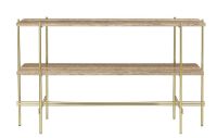 Bild von GUBI TS Konsole 2 Racks 120x30x72 cm - Messingsockel/Travertin in warmem Taupe