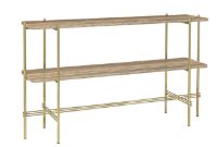 Bild von GUBI TS Konsole 2 Racks 120x30x72 cm - Messingsockel/Travertin in warmem Taupe