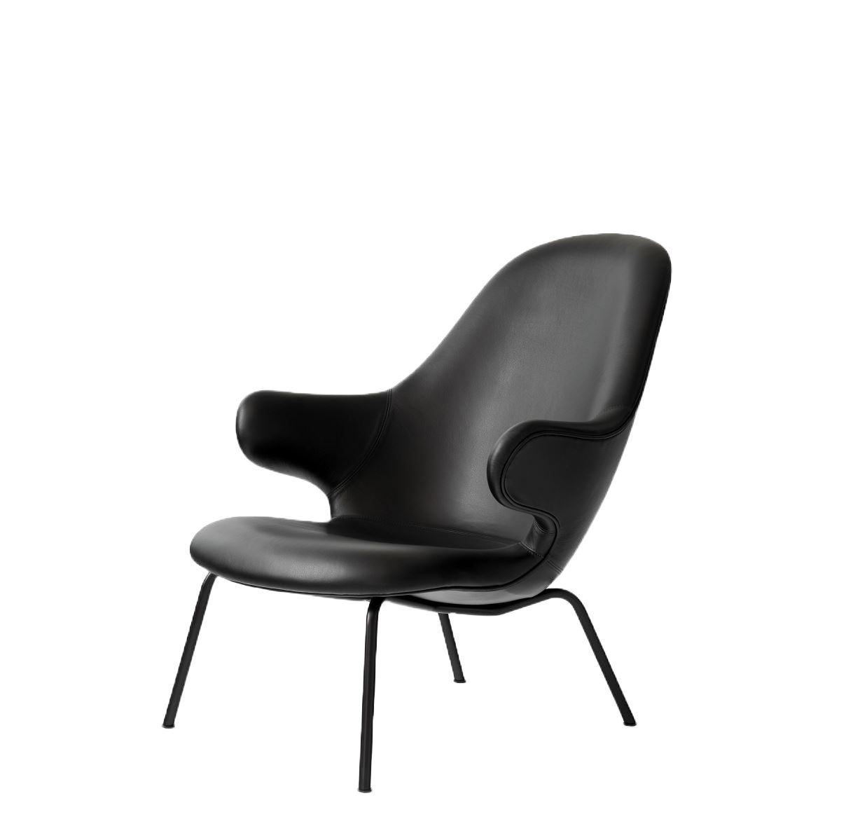 Bild von &Tradition Catch JH14 Lounge Chair SH: 36 cm – Schwarz/Schwarzes Leder