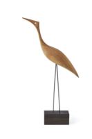 Bild von Warm Nordic Beak Bird Tall Heron 19x36 cm - Olieret Teak OUTLET