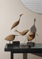 Bild von Warm Nordic Beak Bird Tall Heron 19x36 cm - Olieret Teak OUTLET