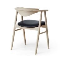 Bild von Findahl by Hammel Tradition Stuhl mit Rückenpolsterung SH: 47 cm – Eiche geseift / Schwarzes Sydney-Leder