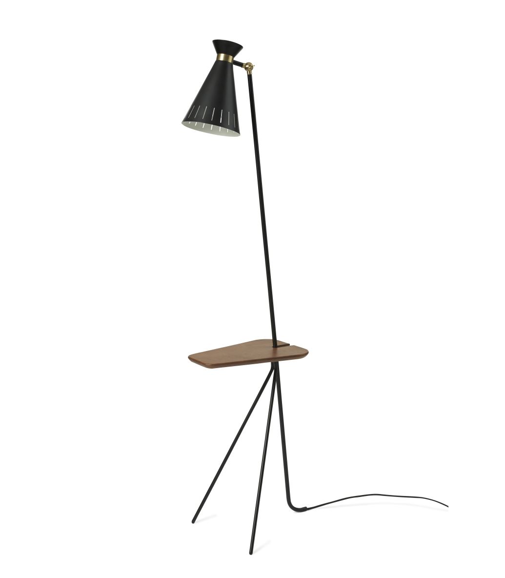 Bild von Warm Nordic Cone Stehlampe mit Tisch H: 144 cm – Schwarz Noir