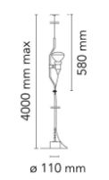 Bild von FLOS Halterung D Pendelleuchte mit Dämpfer L: 4 m – Nickel