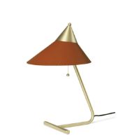 Bild von Warme nordische Tischlampe mit Messingplatte, H: 41 cm – Rostrot