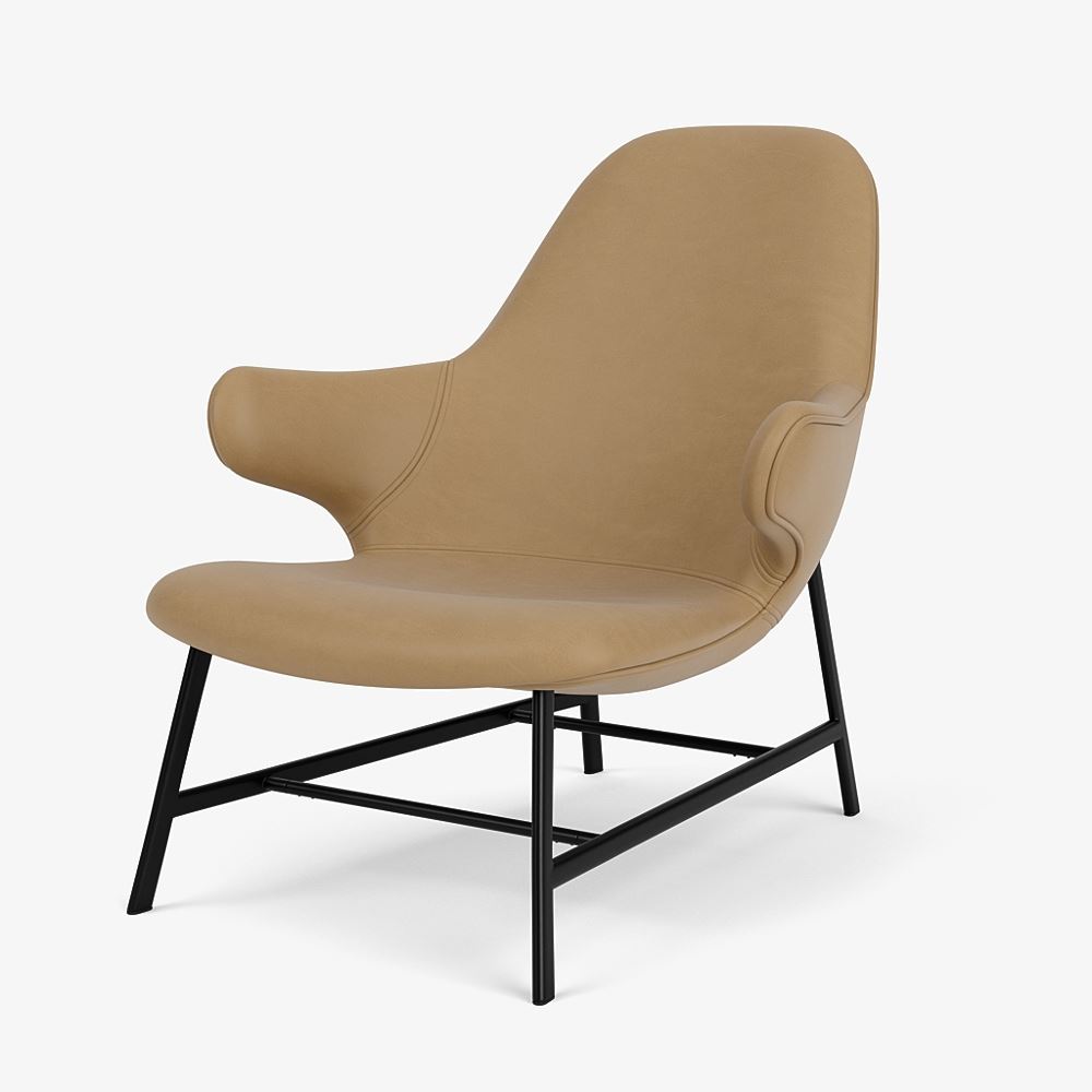 Bild von &Tradition Catch JH13 Lounge Chair SH: 36 cm – Schwarz/Cognacfarbenes Leder