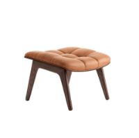 Bild von NORR11 Mammoth Ottoman Leder H: 37 cm – Dunkle Räuchereiche/Dunes Cognac 21000