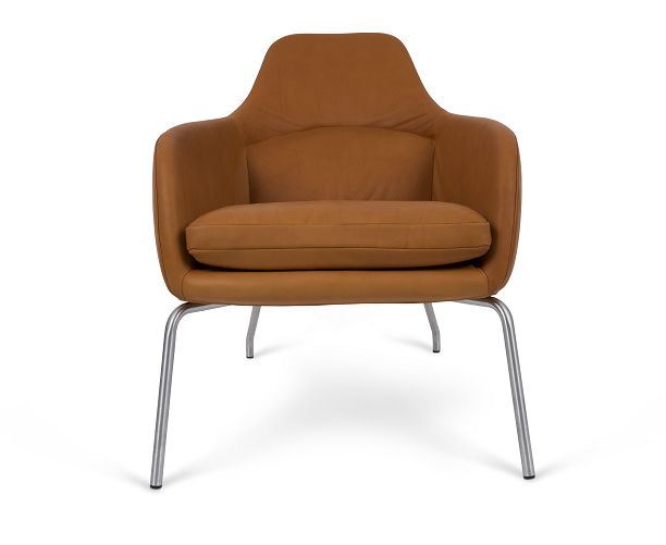 Bild von Bent Hansen Primum Asento Lounge Chair SH: 41 cm – Cognacfarbenes Adrian-Leder/Edelstahl