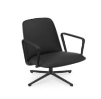 Bild von Normann Copenhagen Pad Sessel niedrig mit Drehgestell H: 83,2 cm – Schwarzes Alu/Schwarze Eiche Ultra-Leder