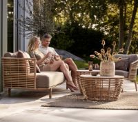 Bild von Cane-line Outdoor Sense Loungesessel inkl. AirTouch Hyndesæt SH: 45 cm – Naturgewebe/Taupe