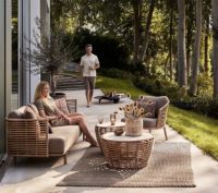 Bild von Cane-line Outdoor Sense Loungesessel inkl. AirTouch Hyndesæt SH: 45 cm – Naturgewebe/Taupe