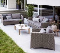 Bild von Cane-line Outdoor Diamond 3 Pers. Sofa inkl. Natté Hyndesæt L: 209 cm – Taupe/Weiches Seil