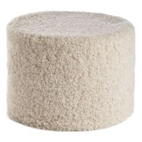 Bild von Natures Collection Runder Pouf aus neuseeländischem Schaffell, kurze Wolle, lockig, Ø: 41 cm – Perle