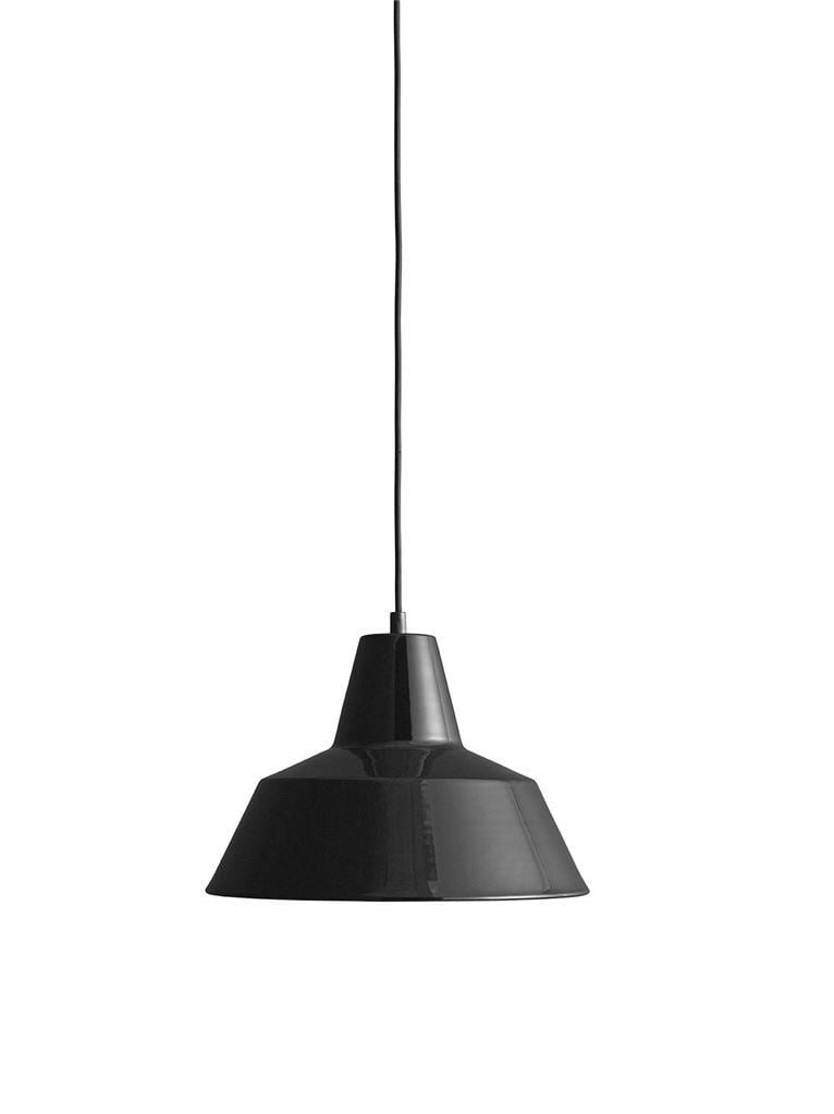 Bild von Von Hand gefertigte Werkstattlampe B1 Ø: 18 cm - Glänzendes Schwarz