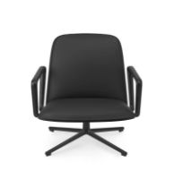 Bild von Normann Copenhagen Pad Sessel niedrig mit Drehgestell H: 83,2 cm – Schwarz Alu/Schwarze Eiche Oceanic