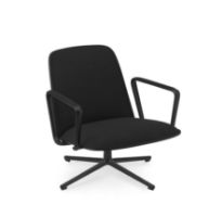 Bild von Normann Copenhagen Pad Sessel niedrig mit Drehgestell H: 83,2 cm – Schwarz Alu/Schwarze Eiche Oceanic