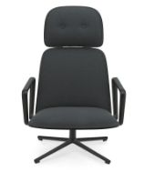 Bild von Normann Copenhagen Pad Armchair High mit Drehgestell H: 116,4 cm – Schwarzes Alu/Schwarze Eiche Yoredale