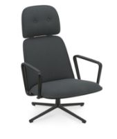 Bild von Normann Copenhagen Pad Armchair High mit Drehgestell H: 116,4 cm – Schwarzes Alu/Schwarze Eiche Yoredale