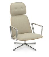 Bild von Normann Copenhagen Pad Armchair High mit Drehgestell H: 116,4 cm – Alu/Eiche Main Line Flax