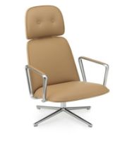 Bild von Normann Copenhagen Pad Armchair High mit Drehgestell H: 116,4 cm – Alu/Eiche Ultra-Leder