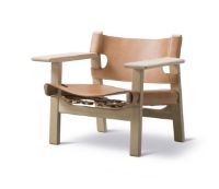 Bild von Fredericia Furniture 2226 Der spanische Stuhl von Børge Mogensen SH: 33 cm – Naturleder/hell geölte Eiche