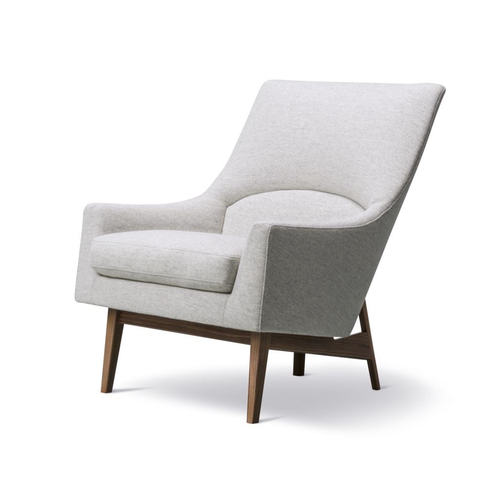 Bild von Fredericia Furniture 6540 A-Chair von Jens Risom SH: 42 cm – Hallingdal 110/lackiertes Walnussholz